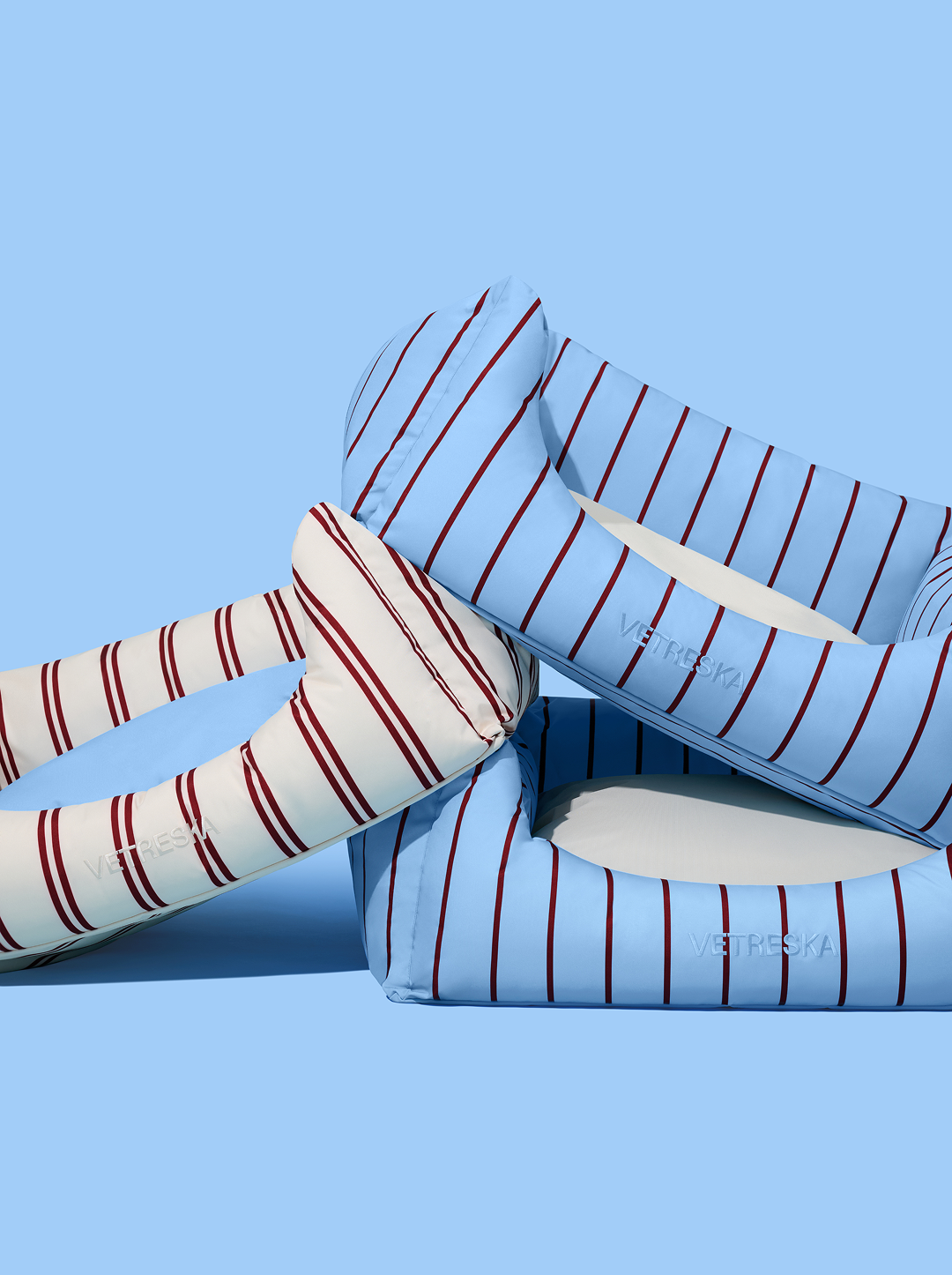 Vetreska Mist And Merlot Pet Sofa - Azure & Stripes