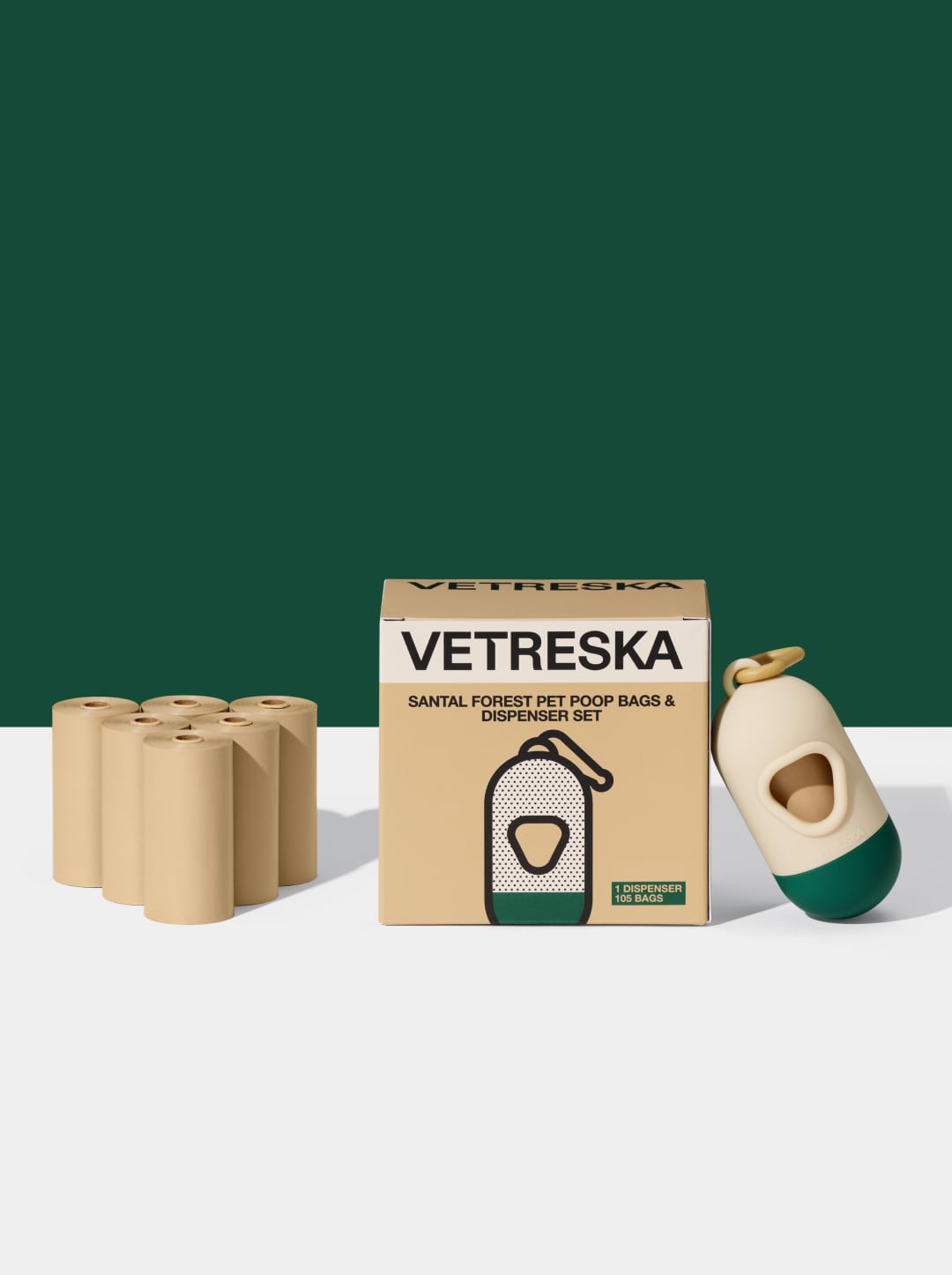 Santal Forest Pet Poop Bags & Dispenser Set (1 Dispenser + 7 Rolls)