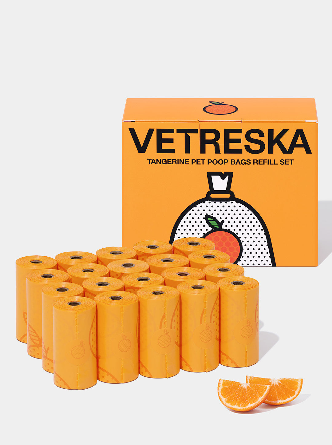 Tangerine Pet Poop Bags Refill Set (20 Rolls)