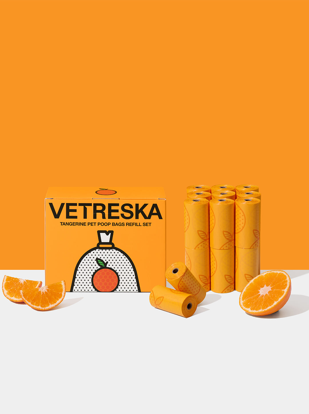 Tangerine Pet Poop Bags Refill Set (20 Rolls)