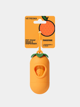 Tangerine Pet Poop Bags & Dispenser (1 Dispenser+1 Roll)