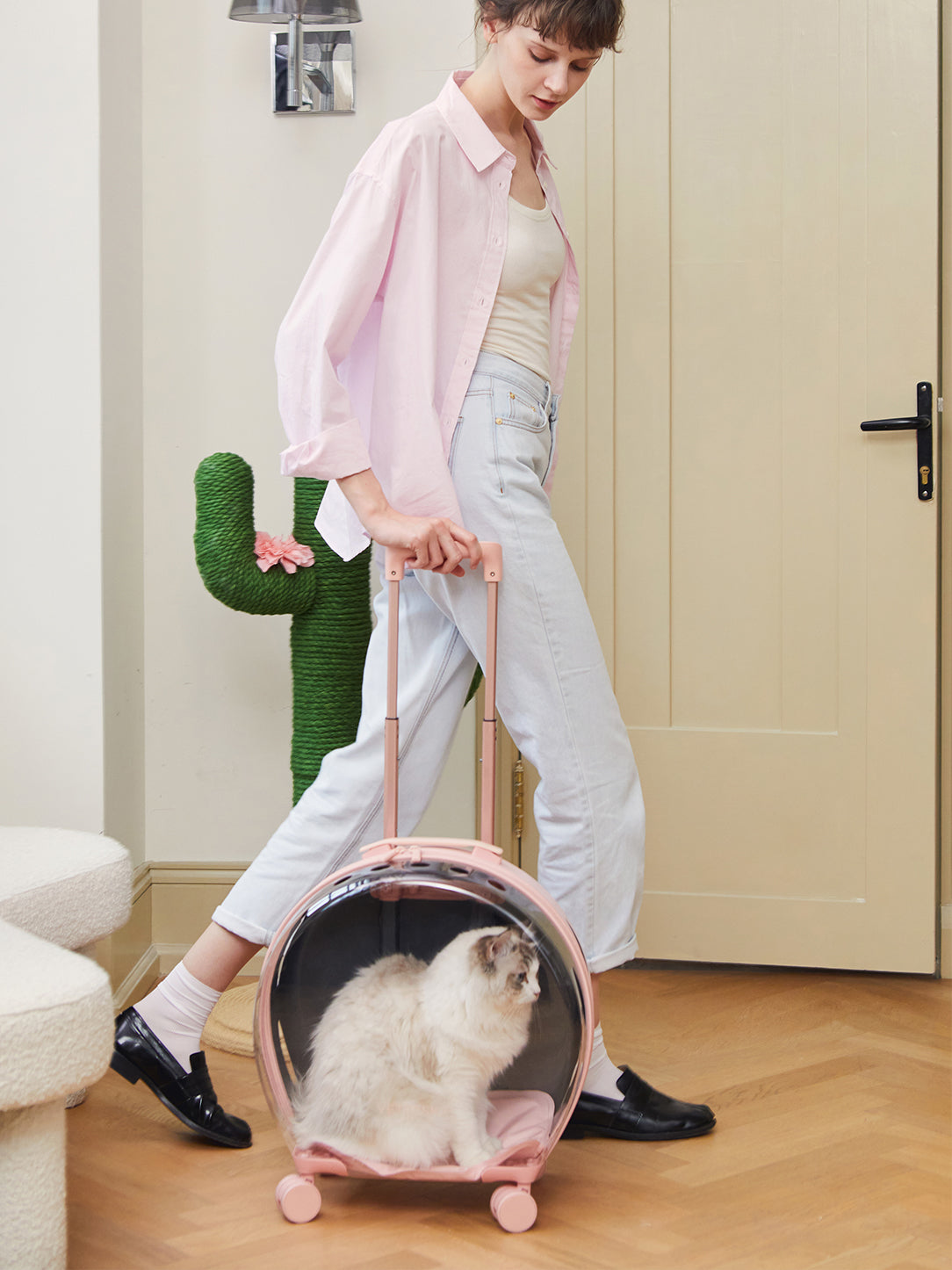 Y Bubble Pet Carrier - Pink & Transparent