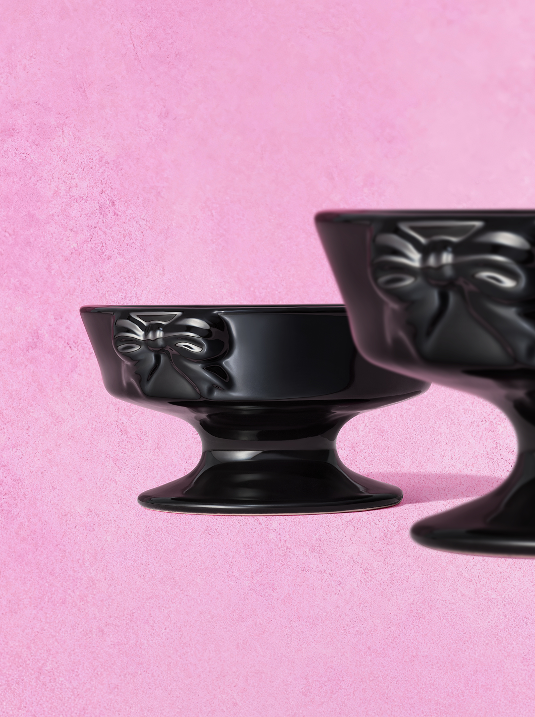 Bow De Noir Ceramic Pet Bowl