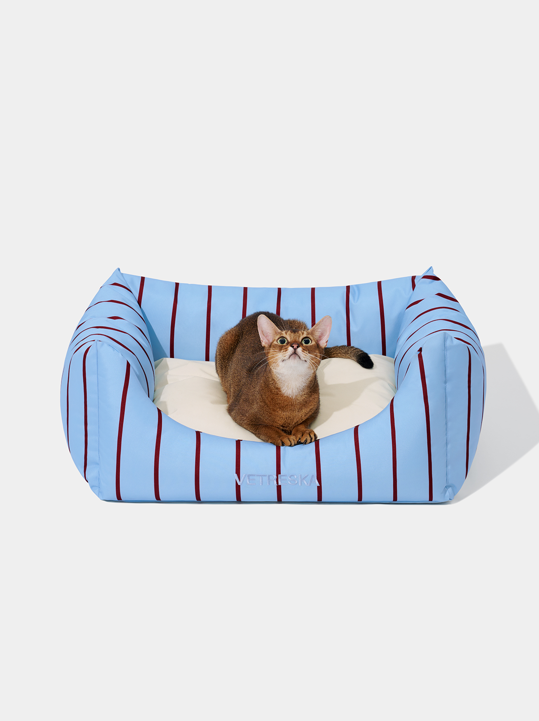 Vetreska Mist And Merlot Pet Sofa - Azure & Stripes