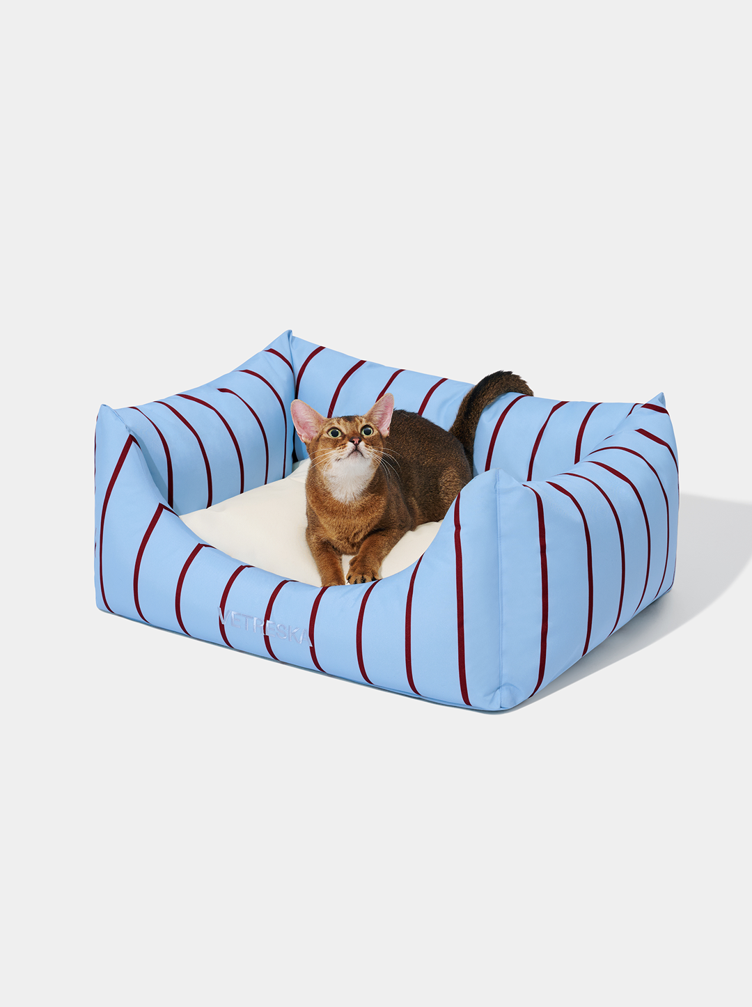 Vetreska Mist And Merlot Pet Sofa - Azure & Stripes