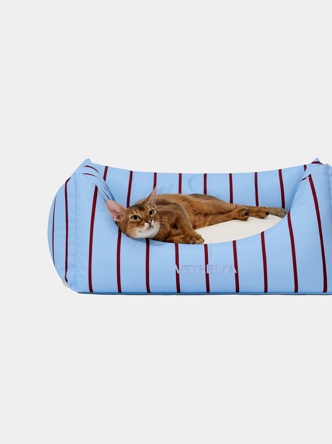 Vetreska Mist And Merlot Pet Sofa - Azure & Stripes