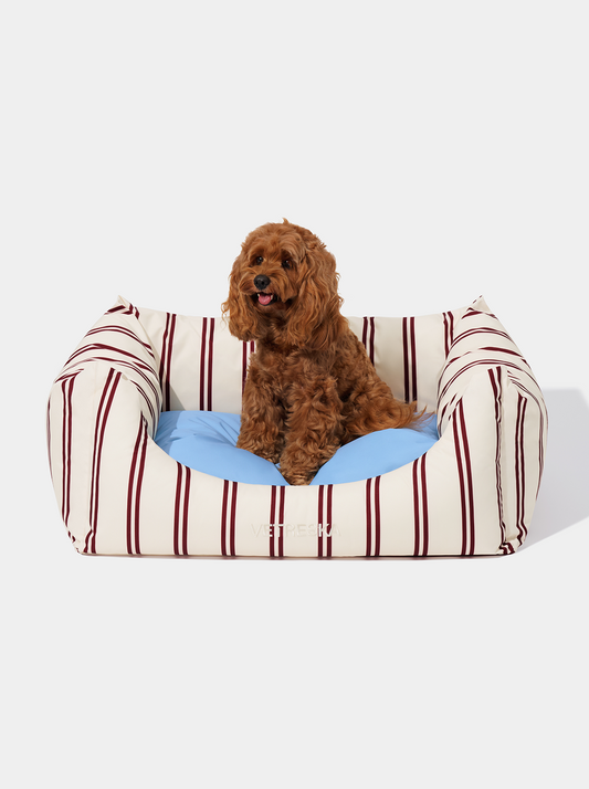 Vetreska Mist And Merlot Pet Sofa - Cream & Stripes