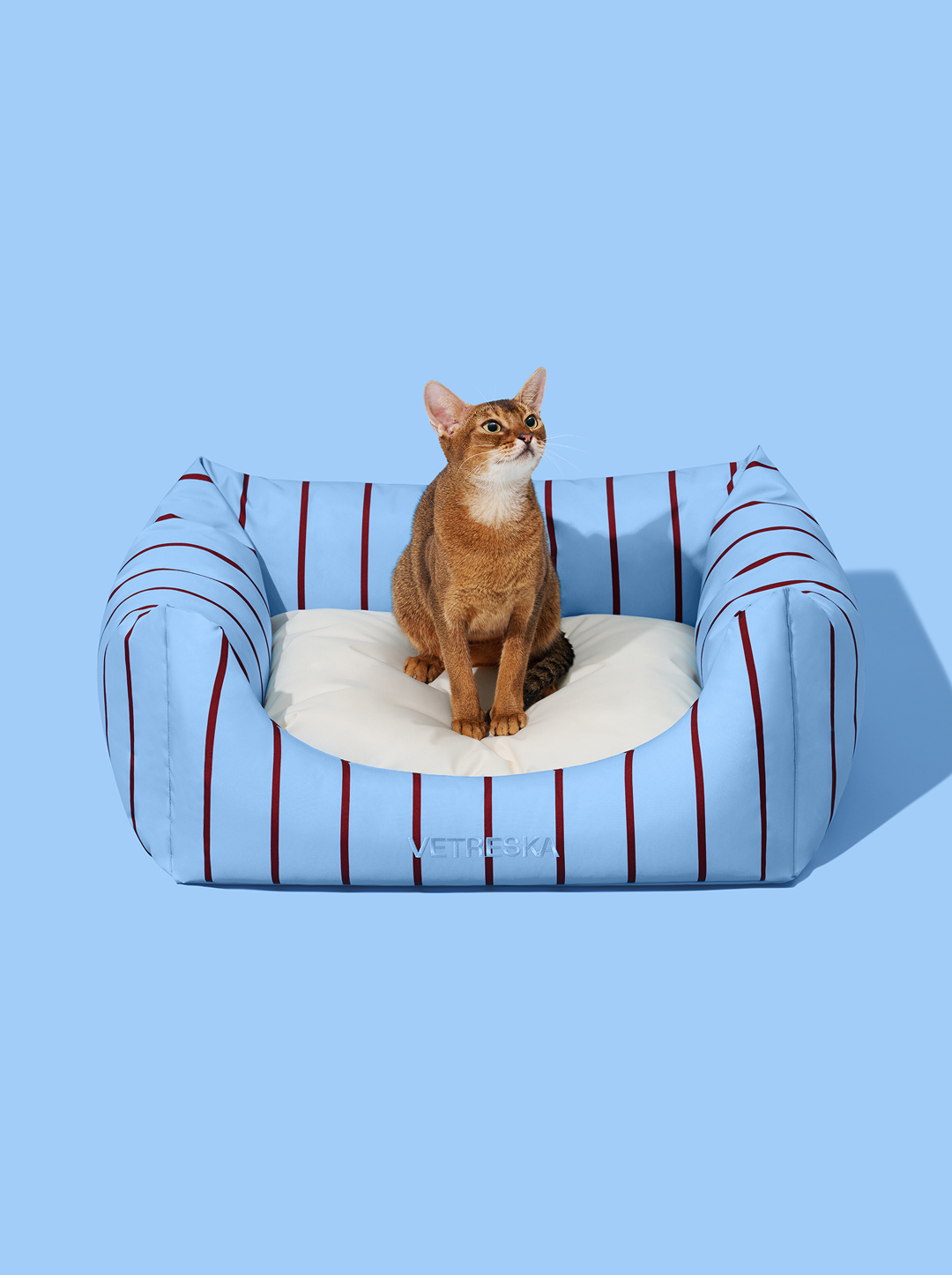 Vetreska Mist And Merlot Pet Sofa - Azure & Stripes