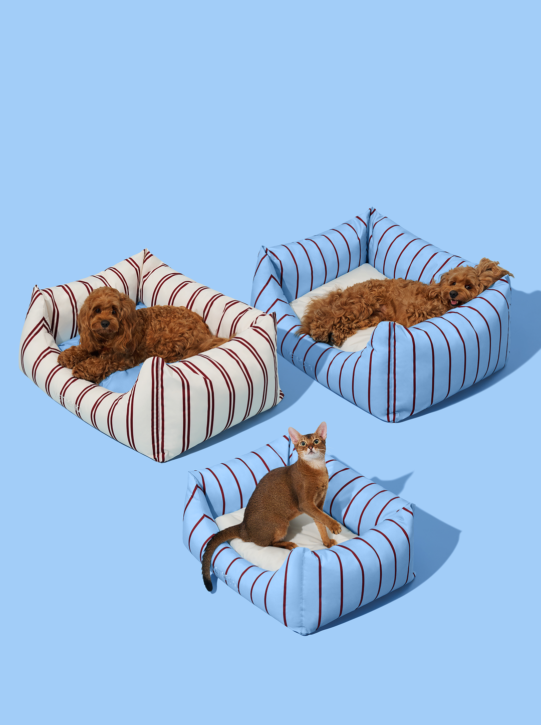 Vetreska Mist And Merlot Pet Sofa - Azure & Stripes