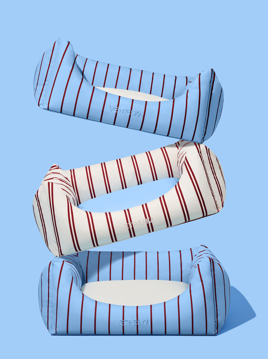 Vetreska Mist And Merlot Pet Sofa - Azure & Stripes
