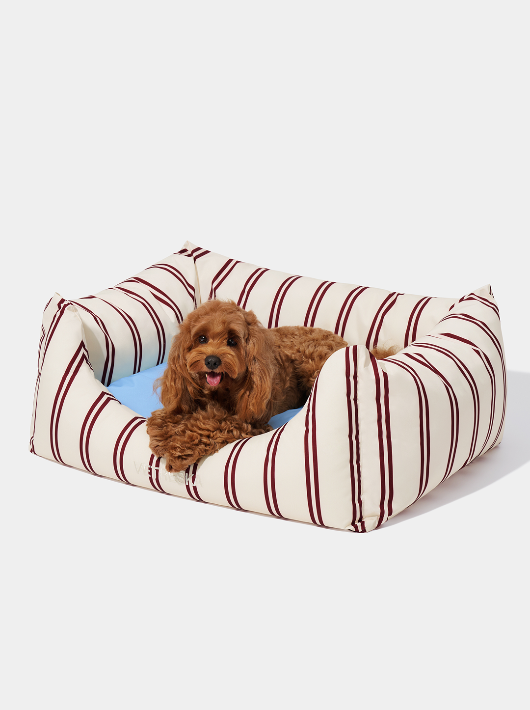 Vetreska Mist And Merlot Pet Sofa - Cream & Stripes
