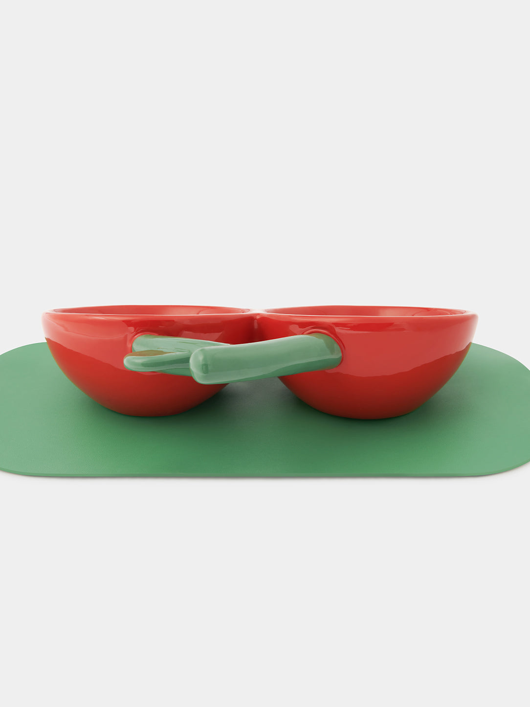 Y Cherry Dual Ceramic Pet Bowls & Mat Set