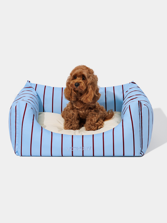 Vetreska Mist And Merlot Pet Sofa - Azure & Stripes