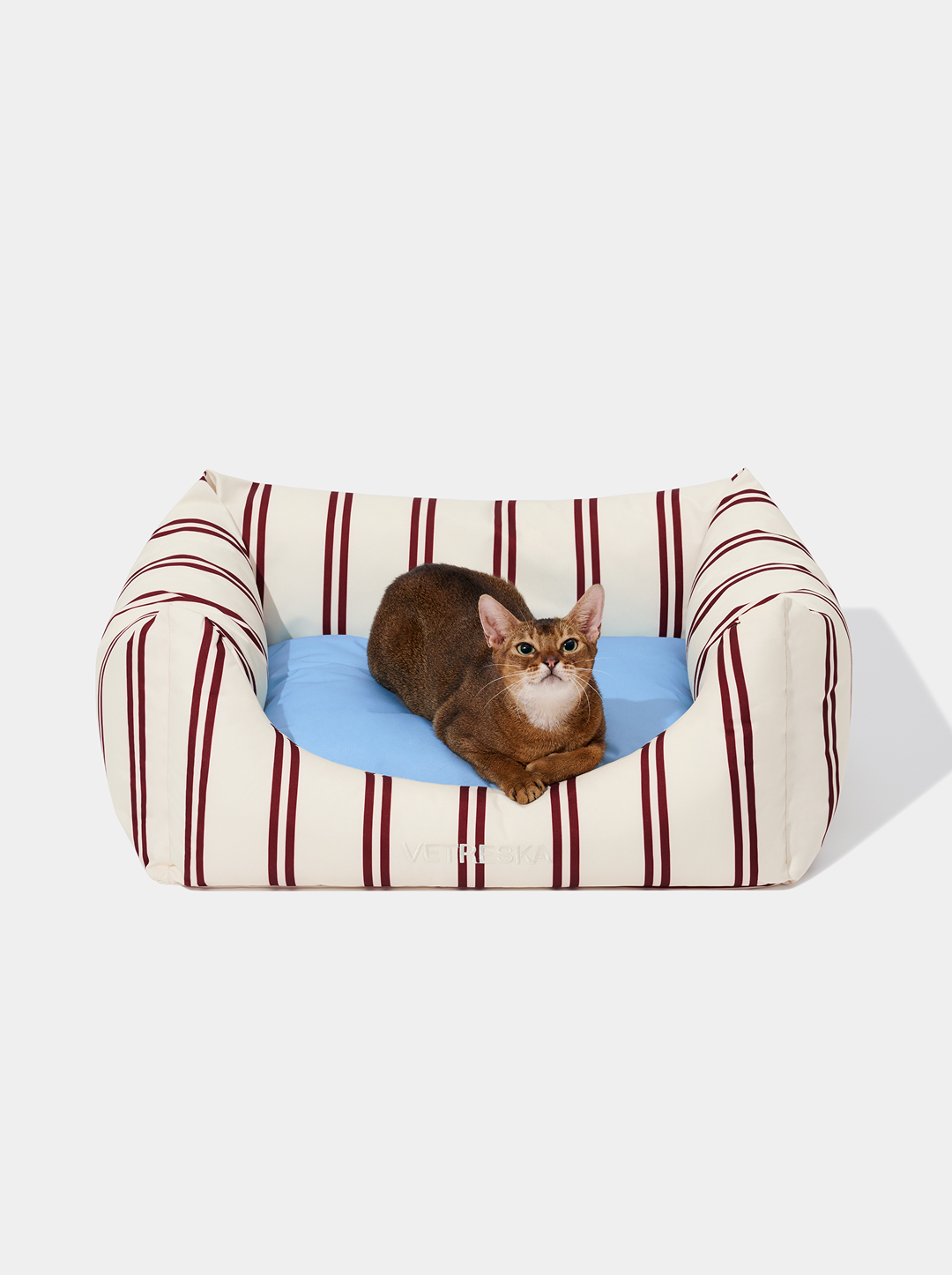 Vetreska Mist And Merlot Pet Sofa - Cream & Stripes