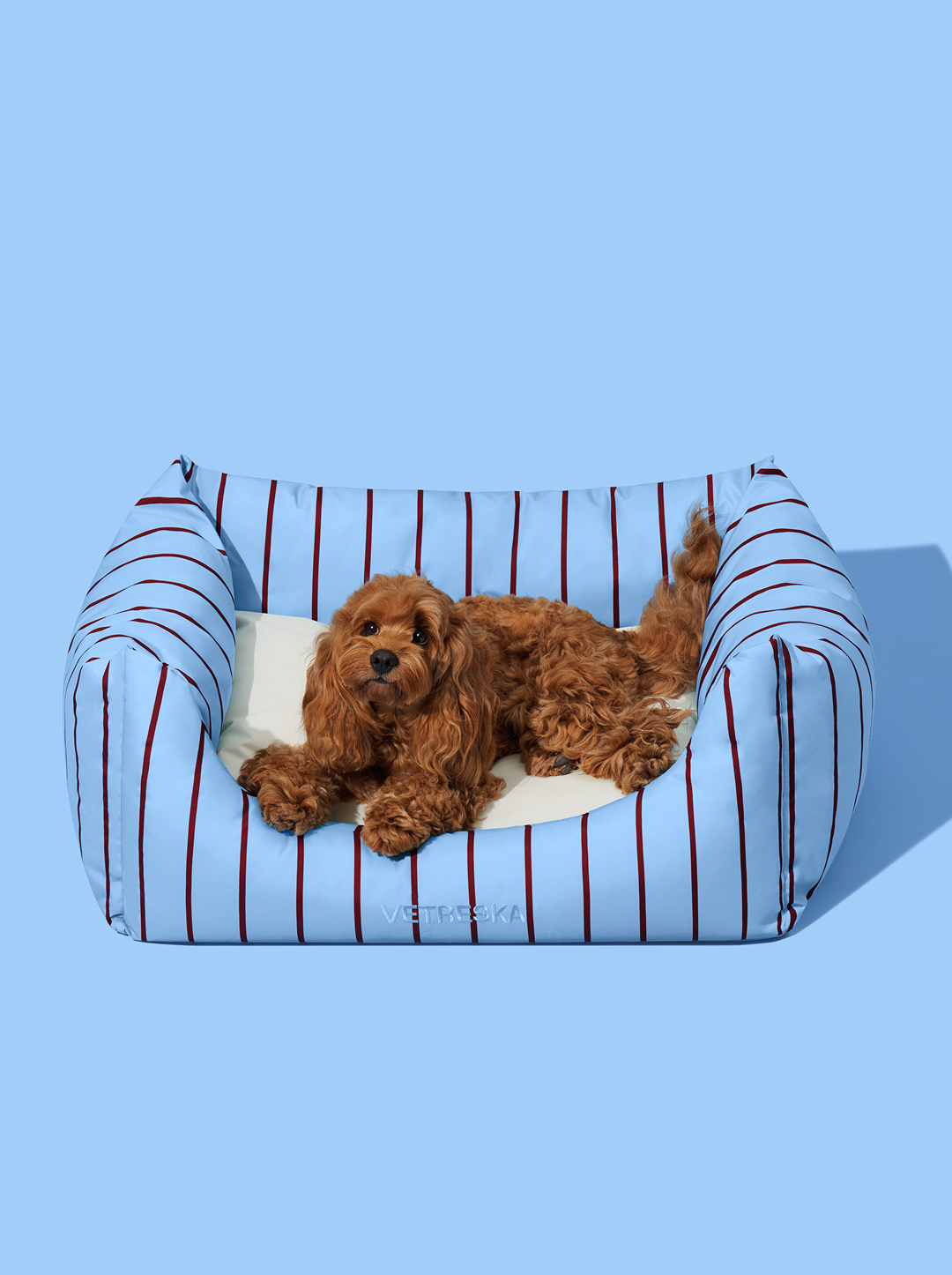 Vetreska Mist And Merlot Pet Sofa - Azure & Stripes