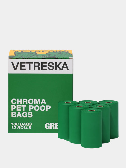 Y Chroma Pet Poop Bags Refill Set (12 rolls) - Green