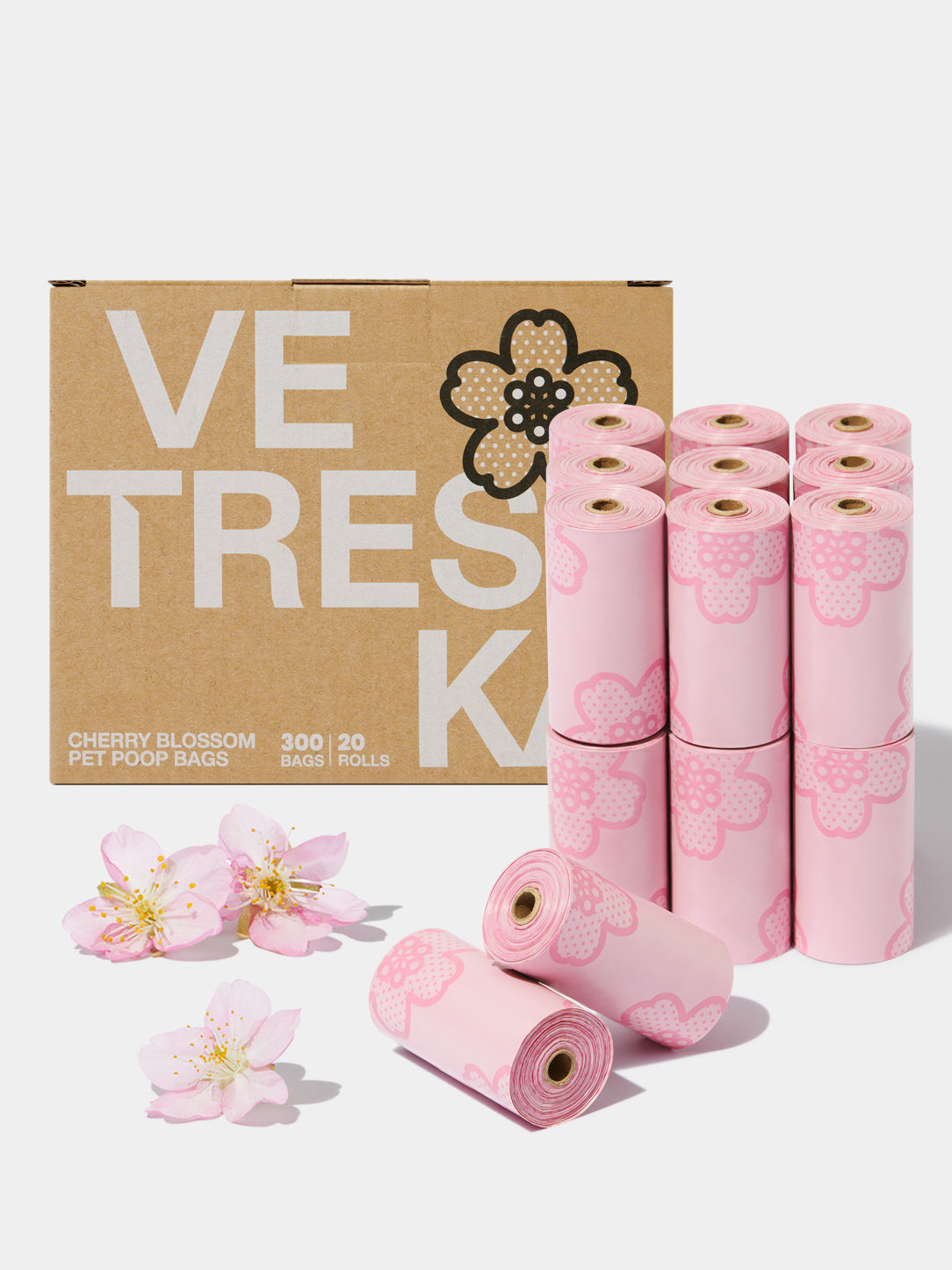 Y Cherry Blossom Pet Poop Bags Refill Set (20 Rolls)