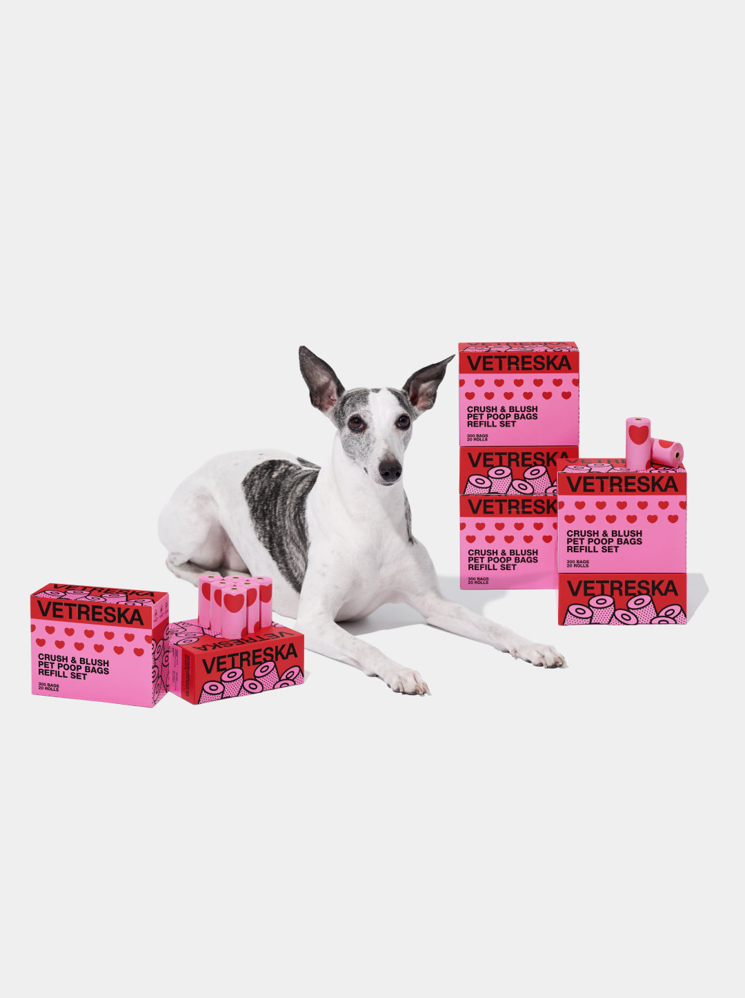 VETRESKA CRUSH & BLUSH PET POOP BAGS REFILL SET (20 ROLLS)