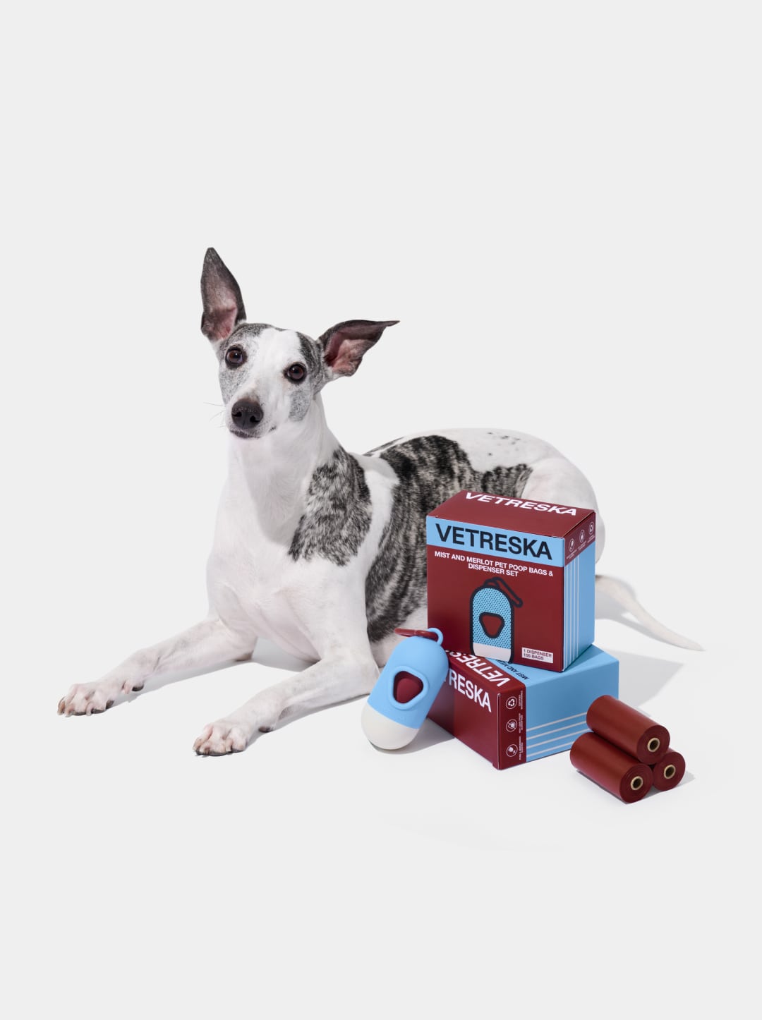 Mist And Merlot Pet Poop Bags & Dispenser Set (1 Dispenser + 7 Rolls)