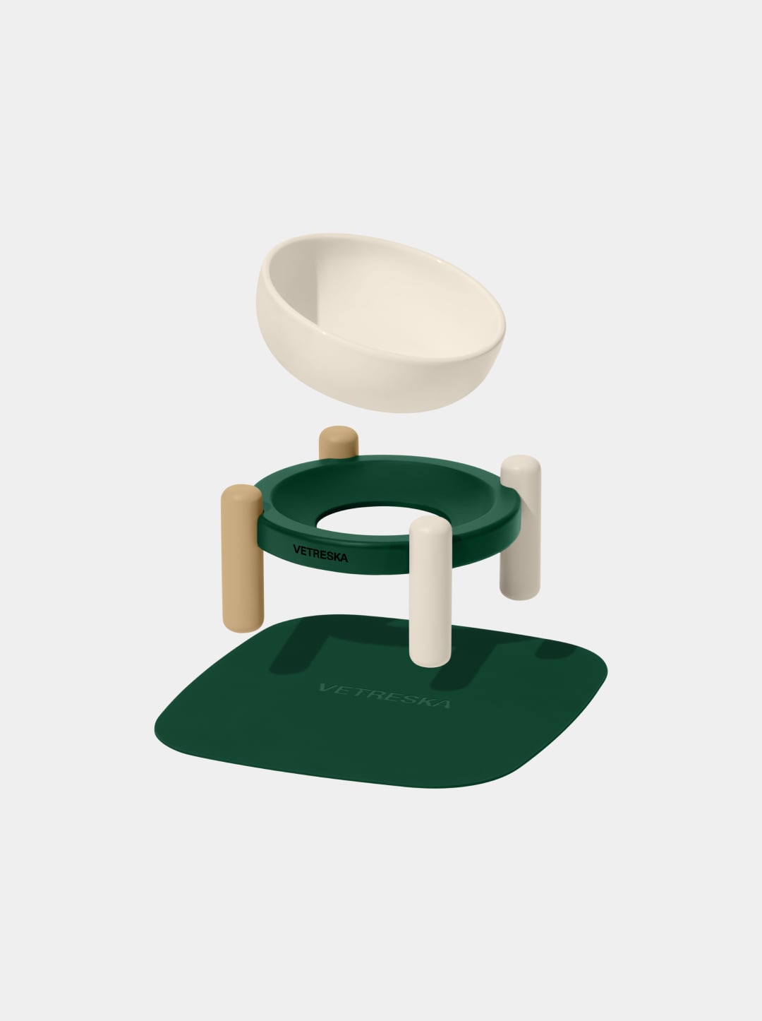 Santal Forest Ceramic Pet Bowl & Mat Set