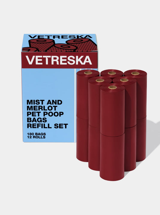 Mist And Merlot Pet Poop Bags Refill Set (12 Rolls)