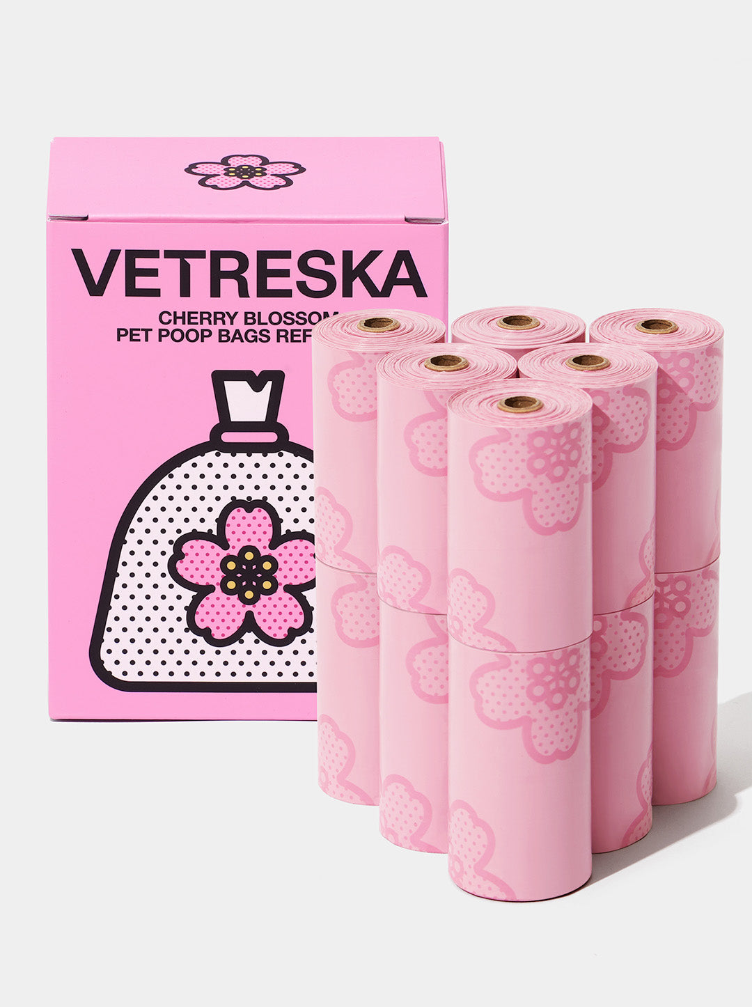 Cherry Blossom Pet Poop Bags Refill Set (12 Rolls)