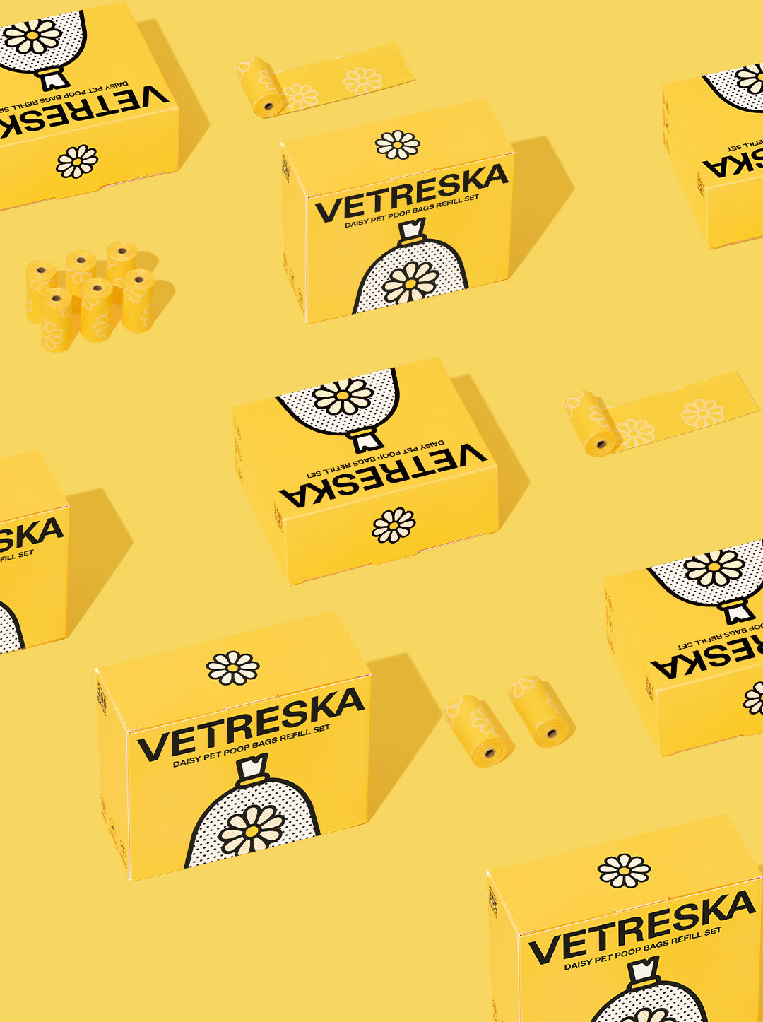 Vetreska Daisy Pet Poop Bag Refill Set (20 Rolls)