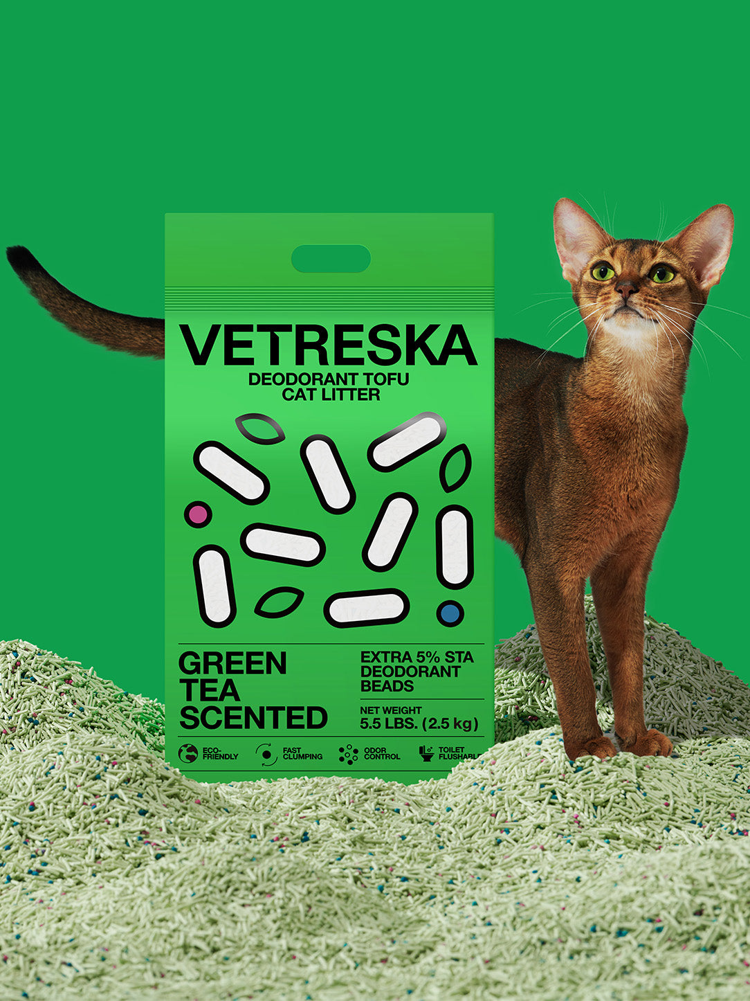 Deodorant Tofu Cat Litter - Green Tea Scented