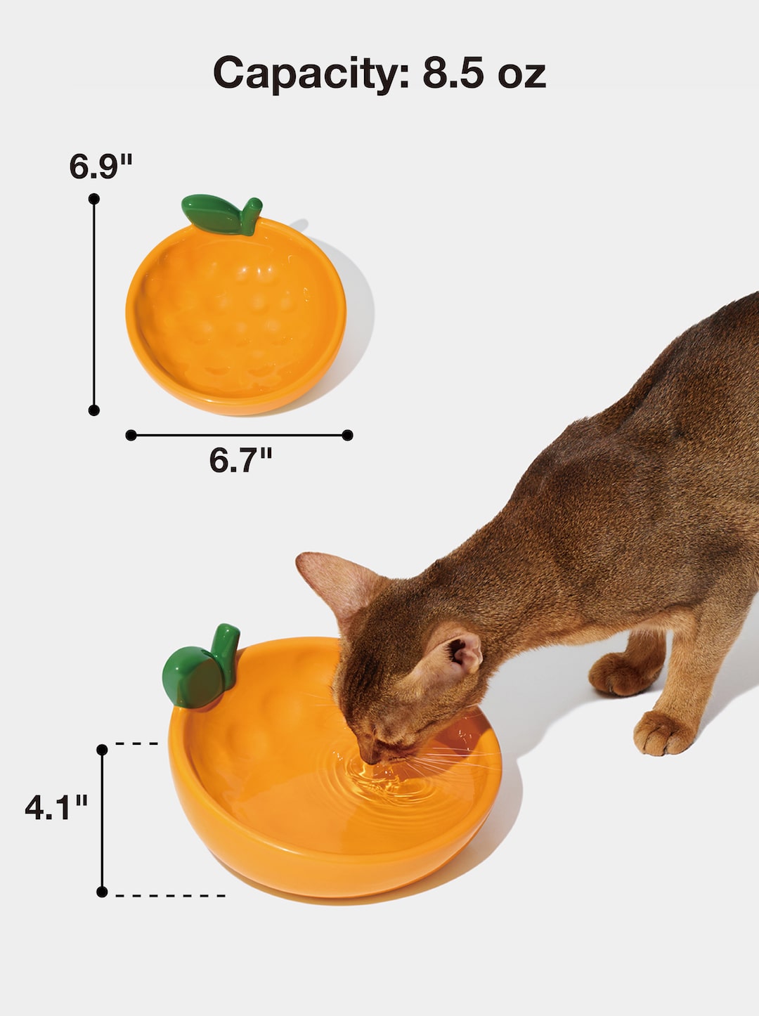 Tangerine Ceramic Pet Bowl