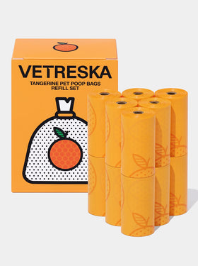 Tangerine Pet Poop Bags Refill Set (12 Rolls)