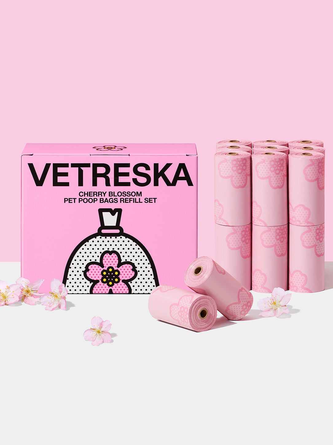 Cherry Blossom Pet Poop Bags Refill Set  (20 Rolls)