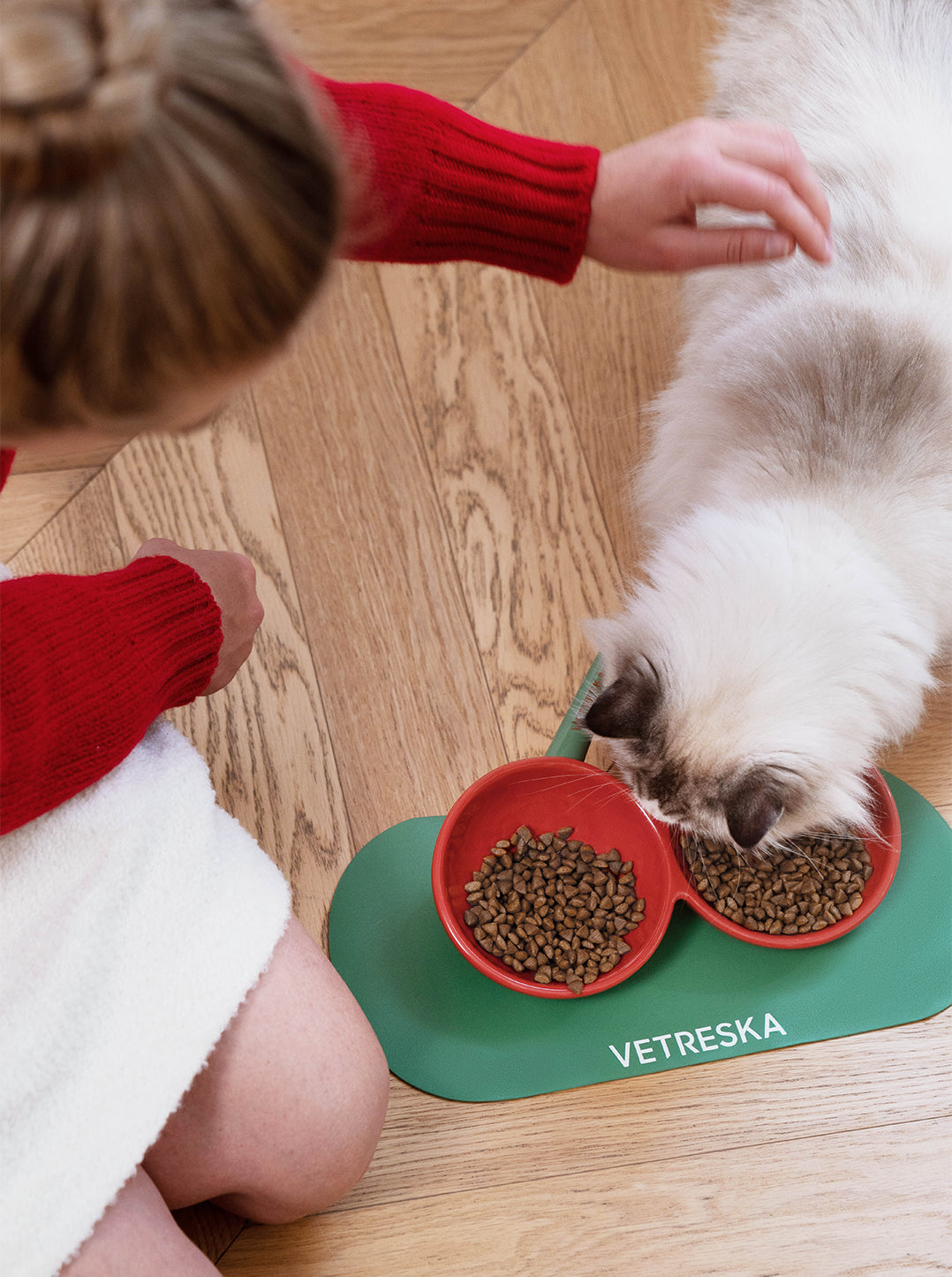 Cherry Dual Ceramic Pet Bowls & Mat Set