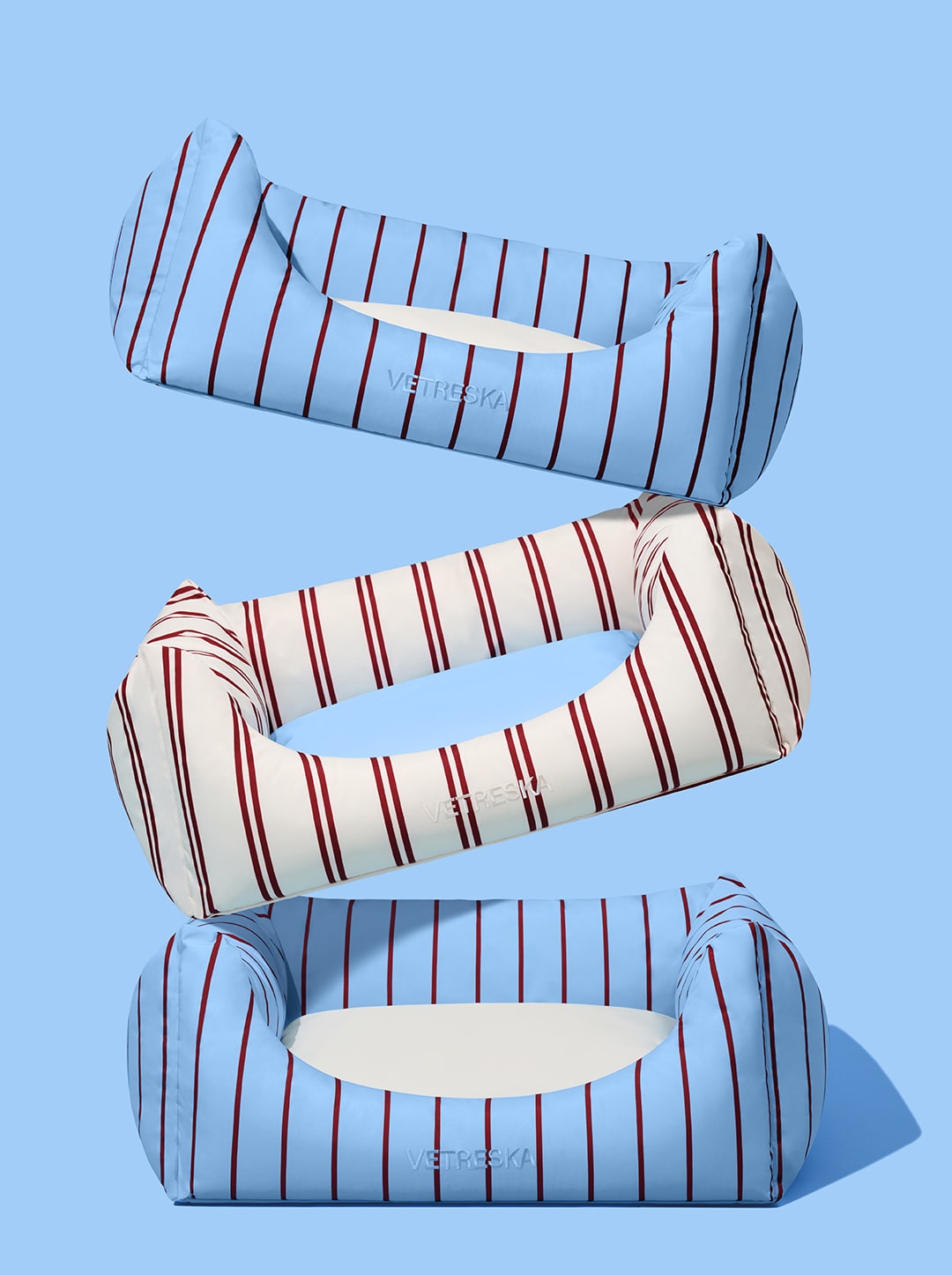 Vetreska Mist And Merlot Pet Sofa - Azure & Stripes