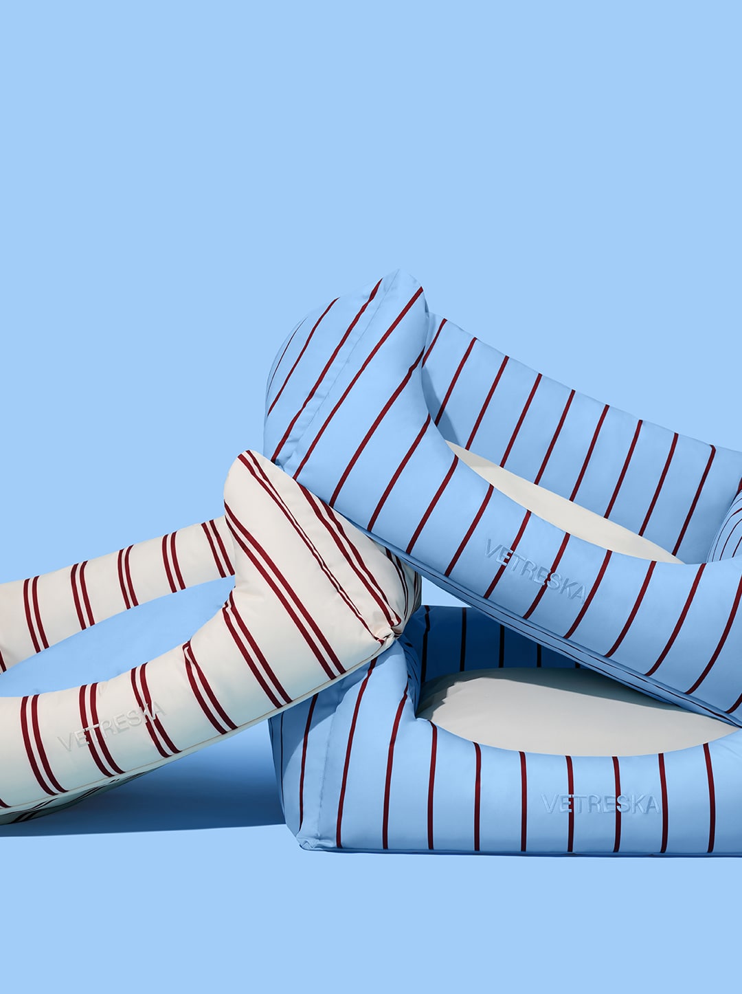 Vetreska Mist And Merlot Pet Sofa - Azure & Stripes