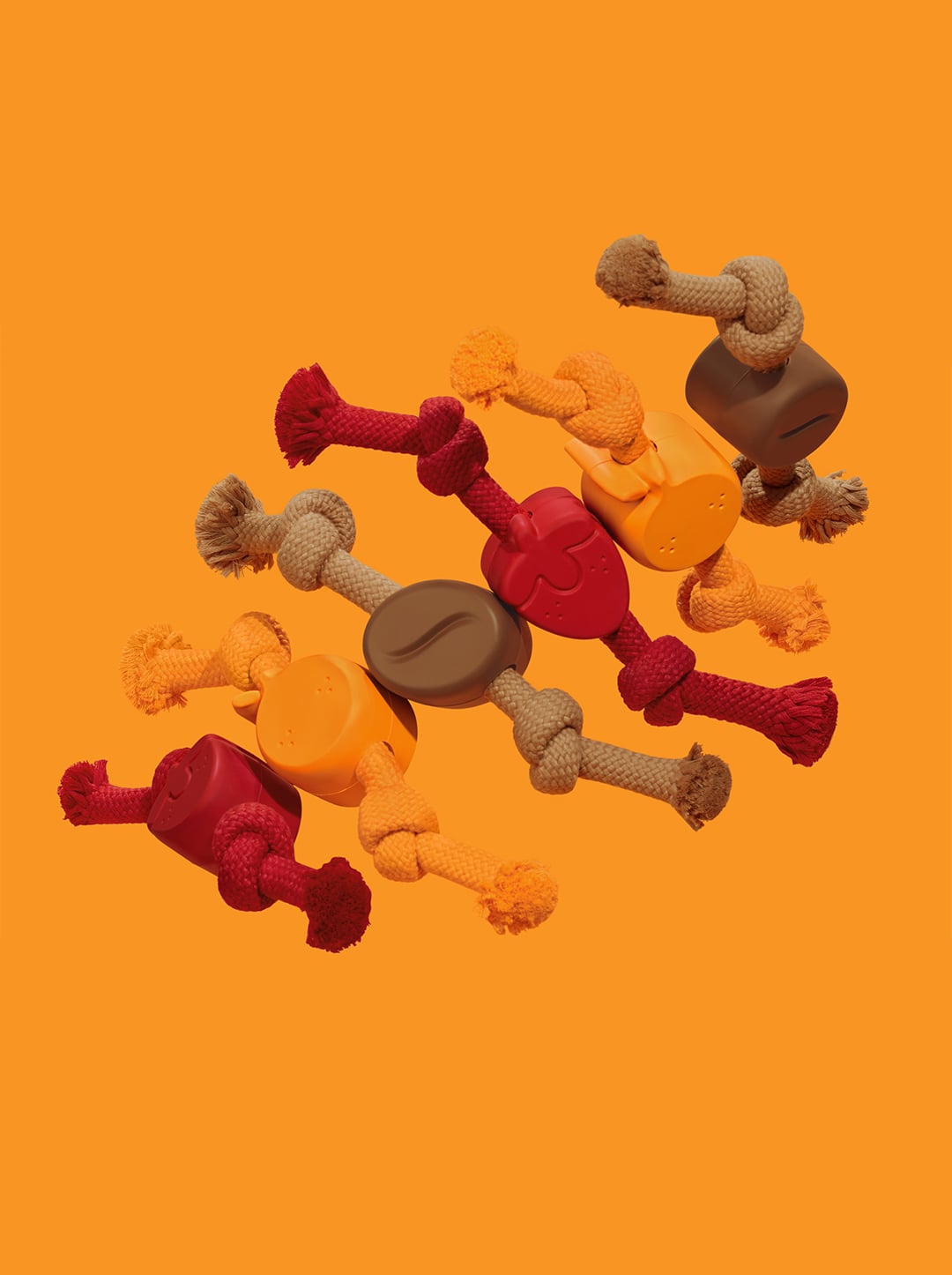 Tangerine Playful Charm Knot Rope Toy