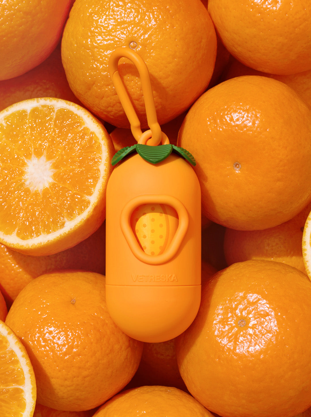 Tangerine Pet Poop Bags & Dispenser (1 Dispenser+1 Roll)