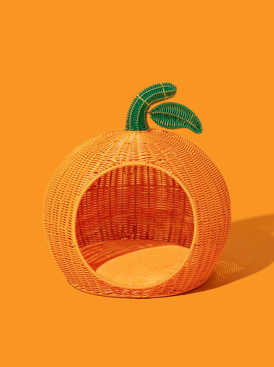 Tangerine Rattan Pet Bed