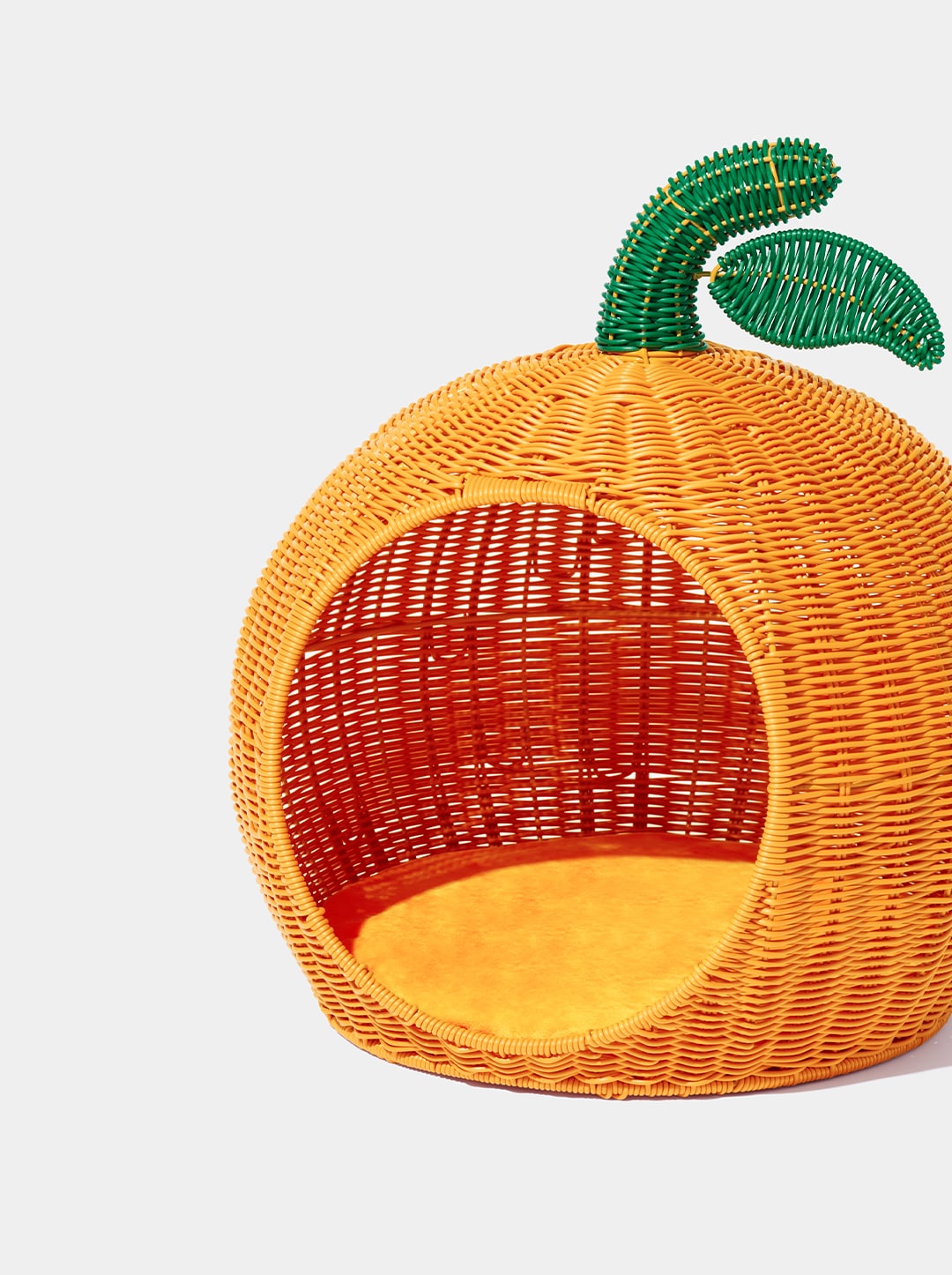 Tangerine Rattan Pet Bed